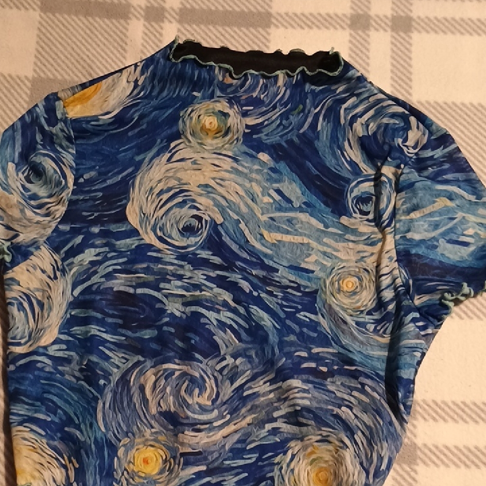 SHEIN Blue Starry Night Short Sleeve Tee